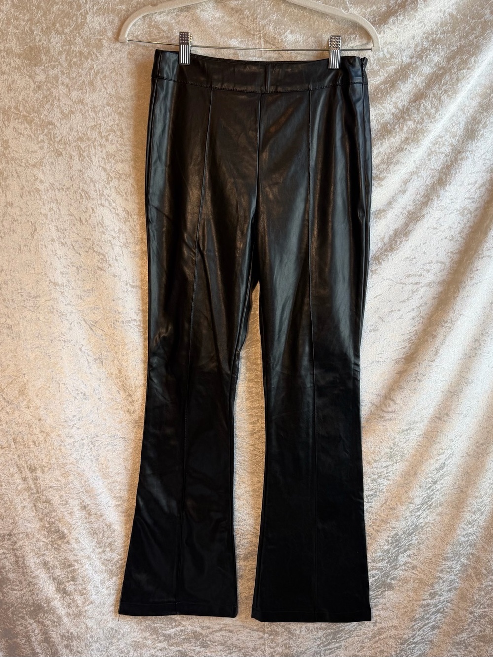 Princess Polly Black Faux Leather Flare Pants Size US 4 / AU 8